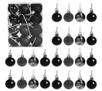 30mm/24Pcs Christmas Baubles Shatterproof Black, Christmas Tree Decorations Ball Ornaments Balls Xmas Hanging Decorations Holiday Decor - Shiny,Matte,Glitter