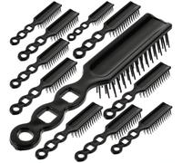 24pcs Black PP Detangling Hair Combs with Rounded Teeth | Individual Packaging, Vented Curved Handle Design, for Long Wet Hair, Salon and Post-gym Grooming