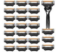 24Pcs Black Razor Blades Refills, 5-Layer Precision Coated Replacement Cartridges with Lubrication Strip, Compatible with Gillette ProGlide Razors, Smooth Shave for Men