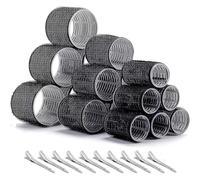 24PCS Black Self Grip Hair Rollers and Curlers Set with 3 Sizes (4 Jumbo,4 Large,4 Medium) and 12 Clips for Long Medium Short Thick Fine Volume Bangs Hair
