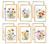 24Pcs Blank Cards Set with Envelopes, 6 Assorted Floral Notelets and Envelopes Sets for Adults, Watercolor Greeting Cards Blank Note Cards for Wedding, Birthday and Thank You