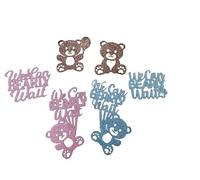 24Pcs Blue Baby Shower Cupcake Toppers Glitter Bear Design We Can Barely Wait Theme Cake Topper Cookies Dessert Charcuterie Board Snack Food Furit Picks for Gender Reveal Birthday New Born