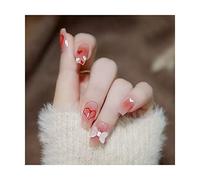 24pcs Blue Bowknot Fake Nails Ballet Removable Wear Full Covering Pressed Fake Nails Artificial Manicure Patch False Nail Tips