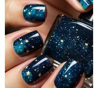 24Pcs Blue Press On Nails Short Square False Full Covers Artificial Manicure Ornament For Stylish Women Artificial Nail