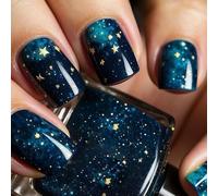 24Pcs Blue Press on Nails Short Square False Full Covers Artificial Manicure Ornament for Stylish Women Art Decoration