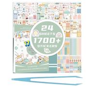 24Pcs Bohemian Planner Stickers, 1700+for Scrapbooking/Journaling/Planners