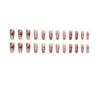 24Pcs/Box Gradient Long Ballet France Press On Nail Ink Chinese Style False Nails Rose Girls Full Cover Fake Nail Piece Finishe Detachable Manicure Autumn Winter