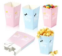 24PCS Boy Girl Popcorn Boxes,Pink Blue Mini Popcorn Bags for Party,4.7in Popcorn Favor Boxes for Party Movie Night Sweets Gifts Birthday Cardboard Candy Container