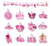 24Pcs Breast Cancer Awareness Hanging Ornaments for Tree,Pink Ribbon Hanging Decorations, Fight Breast Cancer Paper Pendant Crafts Decor with Rope Breast Cancer Awareness Gifts Party Favors Supplies