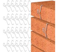 24pcs Brick Hook Wall Clips Stainless Steel - Installed Require More Than 1/8" Brick Gap Fits 2-1/4 to 2-2/5 Inch High Bricks, Mounting Without Drilling for Outdoor Hanging Wire Wreath