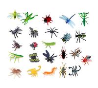 24pcs Bugs Toys for Kids,Small World Toys,Children Realistic Little Insects and Bugs Minibeasts Toy Kit Contain Spiders,Beetle,Ladybugs,Dragonflies Etc for Kid Soft Plastic Wild Mini Beasts Toy-Model