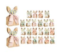 24PCS Bunny Ear Gift Pouches - Easter Goodie Bags, Rustic Floral Bohemian Design, Spring Candy Containers | Adorable Favor Packaging for Egg Searching School Rewards Garden Events Birthday Surprises H