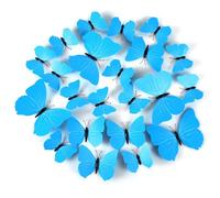 24pcs Butterfly Wall Decor, Magnet Monarch Butterfly Artificial 3D Fridge Butterfly Wall Stickers Art for Refrigerator Locker Wall Home Party Decorations (Blue)
