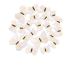 24pcs Butterfly Wall Decor, Magnet Monarch Butterfly Artificial 3D Fridge Butterfly Wall Stickers Art for Refrigerator Locker Wall Home Party Decorations (White)
