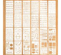 24pcs Calligraphy Stencil Kit, Various Shapes Letters Numbers Patterns Common Symbols Graphics Templates Reusable Painting Stencils for Wall Chalkboard Wood Signs Arts Crafts
