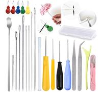 24PCS Candle Making Supplies with Plastic Storage Box Big Eye Long Wick Needle for Candles &Silicone Mold,Punch Needle with Hook Eye,Candle Tool Kit for Beginner,Wicks Placing Tube,Stirring Spoon