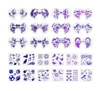 24pcs Cartoon Animals Face Paint Stencils, 20 x 12cm and 13 x 13cm Christmas Halloween Holiday Reusable Plastic Facial Painting Stencils, Party Body Paint Templates for Makeup