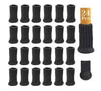 24Pcs Chair Leg Socks with Felt Pads, MERYSAN High Elastic Knitted Furniture Booties with Double Layered Thick, Non Slip Floor Protectors Covers Pads Caps Set for Avoid Scratches Noise(Dark Gray)