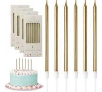 24Pcs Champagne Gold Glitter Birthday Candles, Boxed Cake Candles for Gifts