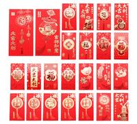 24Pcs Chinese Hong Bao Red Envelopes, Large Size Greetings Chinese Money Lucky Red Envelopes for Chinese New Year, Chinese Festival, Hong Bao Cash Red Pockets for Birthday Wedding