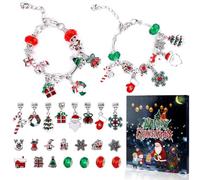 24pcs Christmas 2025 Bracelet Set for Christmas Countdown Advent Calendar Xmas Charm Bracelets 24 Days DIY Jewelry Set 22 Charm Beads and 2 Bracelets
