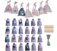 24PCS Christmas Advent Calendar Bags 2024, 24 Days Hanging Countdown Calendar Bags with Drawstring,Reusable Advent Calendar Bags To Fill Yourself,Advent Calendar Gift Bags for DIY Xmas Decors (Purple)