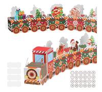 24PCS Christmas Advent Calendar Boxes,Train - Shaped Xmas Countdown Calendar Gift Boxes with Number Stickers and Connecting Clips,Candy Box DIY Gift for Kids Festive Home Decor