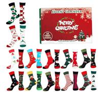 24PCS Christmas Advent Calendar for 14+ Mix & Match Socks Advent Calendar 2024 with Festival Patterns Unisex for Wearing Decorating Gifting