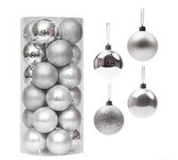 24PCS Christmas Ball Ornaments Set for Tree Hanging Decorations Suitable for Holiday, Wedding, Party, Home Garden, Bridal Shower, and Seasonal Ambiance (Silver)