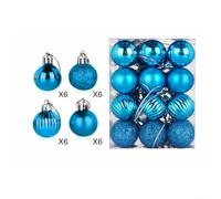 24pcs Christmas Baubles 30mm Plastic Glitter Decorations Set | Plastic material diameter 30mm suitable for Christmas tree for hotel restaurant office festive layout