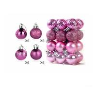 24pcs Christmas Baubles 30mm Plastic Glitter Decorations Set | Plastic material diameter 30mm suitable for Christmas tree for hotel restaurant office festive layout