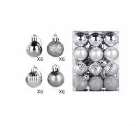 24pcs Christmas Baubles 30mm Plastic Glitter Decorations Set | Plastic material diameter 30mm suitable for Christmas tree for hotel restaurant office festive layout