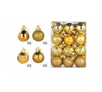 24pcs Christmas Baubles 30mm Plastic Glitter Ornaments Decorations | Plastic material Suits Christmas tree or showcase use Compact box for storage