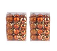 24Pcs Christmas Baubles Christmas Balls Ornaments For Tree Decorations Hanging Ornament For Wedding Birthday Party Home Decoration (04#orange -48pcs)