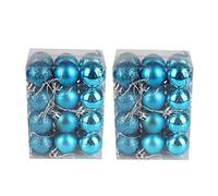 24Pcs Christmas Baubles Christmas Balls Ornaments For Tree Decorations Hanging Ornament For Wedding Birthday Party Home Decoration (04#sky blue -48pcs)