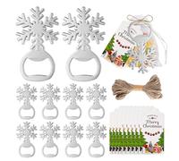 24Pcs Christmas beer bottle openers,Paired with ribbons, cards, and hemp ropes,winter themed party decoration gifts and celebrations, guest souvenirs(snowflake)