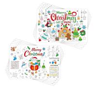 24pcs Christmas Coloring Placemats for Kids, Paper Christmas Placemats Funny Christmas Placemats Christmas Placemat Set for Christmas Table Supply(Mixed Style 1)