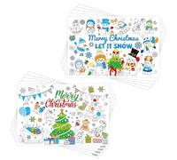 24pcs Christmas Coloring Placemats for Kids, Paper Christmas Placemats Funny Xmas Placemats Christmas Snowman Placemat Set for Christmas Table Supply(Mixed Style 2)
