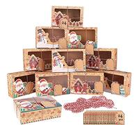 24pcs Christmas Cookie Boxes Doughnut Gift Boxes Bakery Box with Clear Window, Green and Red Holiday Designs Paper Gift Boxes with Xmas Twine String and Tags for Presents Wrap Supplies (22x15x7cm)
