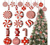 24PCS Christmas Decorations,Christmas Tree Candy Pendant,Cane Candy Hanging Set,Indoor Holiday Decoration,Happy New Year Home Decoration Ornament