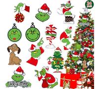 24pcs Christmas Decorations,Xmas Tree Decorations,Hanging Decorations Set,Vintage Santa Hanging Signs Pendant for Home Door Windows Xmas Party Decoration (2)