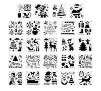 24pcs Christmas Drawing Template Stencil, White PET Plastic | Paper Cutting, Stamping and Decoration Making, for Cards and Crafts, Improving Imagination and Christmas Season