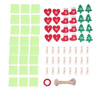 24PCS Christmas Drawstring Bag with Lucky Number Felt Stickers, Reusable Advent Calendar Gift Pouch Set for Candy Toys Cosmetics, Festive Holiday Decoration for Tree Wall (Green)