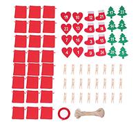 24PCS Christmas Drawstring Bag with Lucky Number Felt Stickers, Reusable Advent Calendar Gift Pouch Set for Candy Toys Cosmetics, Festive Holiday Decoration for Tree Wall (Red)