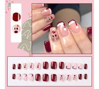 24PCS Christmas Fake Nails Red Long/short Almond Fake Dinner Suitable For Dating, Nails