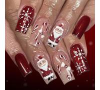 24PCS Christmas Frame Rate Hoofs Rose Santa Ice Scintillate Fraudulent Candy Stick Denial Epoxy Holiday Unguis Art Rose Christmas Frame Rate ABS