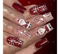 24PCS Christmas Frame Rate Hoofs Rose Santa Ice Scintillate Fraudulent Candy Stick Denial Epoxy Holiday Unguis Art Rose Christmas Frame Rate ABS