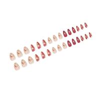 24Pcs Christmas Full Covers Acrylic with 3D Floral Pattern Stick on for Women and Girls Easy Wear Nail
