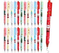24Pcs Christmas Gel Ink Pens - Retractable Rollerball Ballpoint Pens with Black Ink for Kids, Adults, School, Office - Xmas Party Gifts, Stocking Fillers, Student Supplies, Festive Novelty Pens