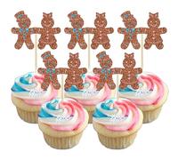 24Pcs Christmas Gingerbread Cupcake Toppers Glitter Gingerbread Man Cupcake Picks There is some Ho Ho Hos Cupcake Picks Xmas Cake Decor for Christmas Theme New Year Party Supplies